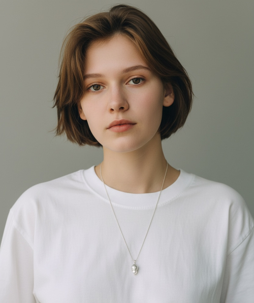 Eucalyptus DEL Necklace with White freshwater pearl