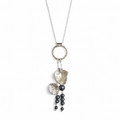Double Wisteria Necklace with Black Freshwater Pearl