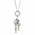 Double Wisteria Necklace with White Freshwater Pearl