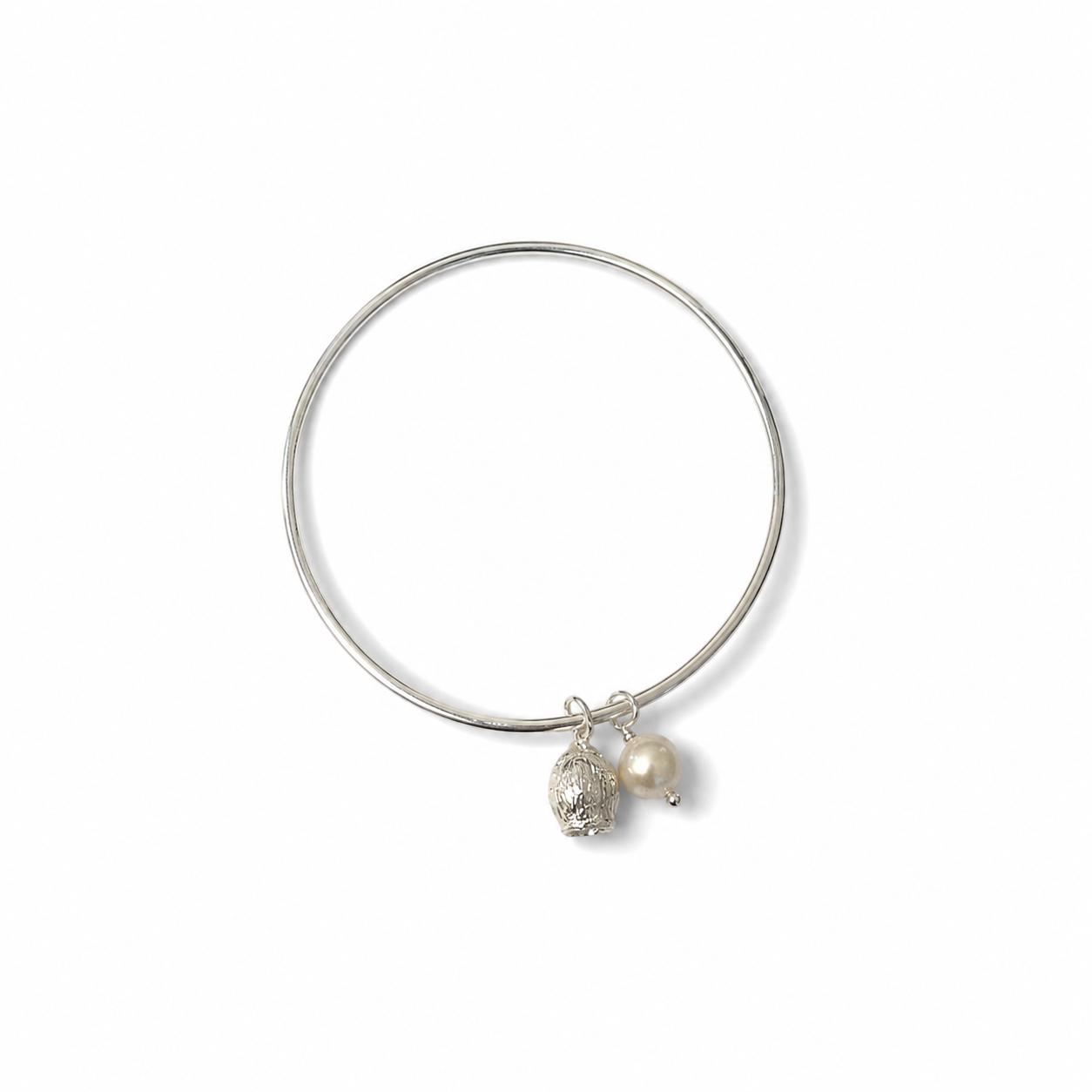 Eucalyputs DEL Bangle with white freshwater pearl
