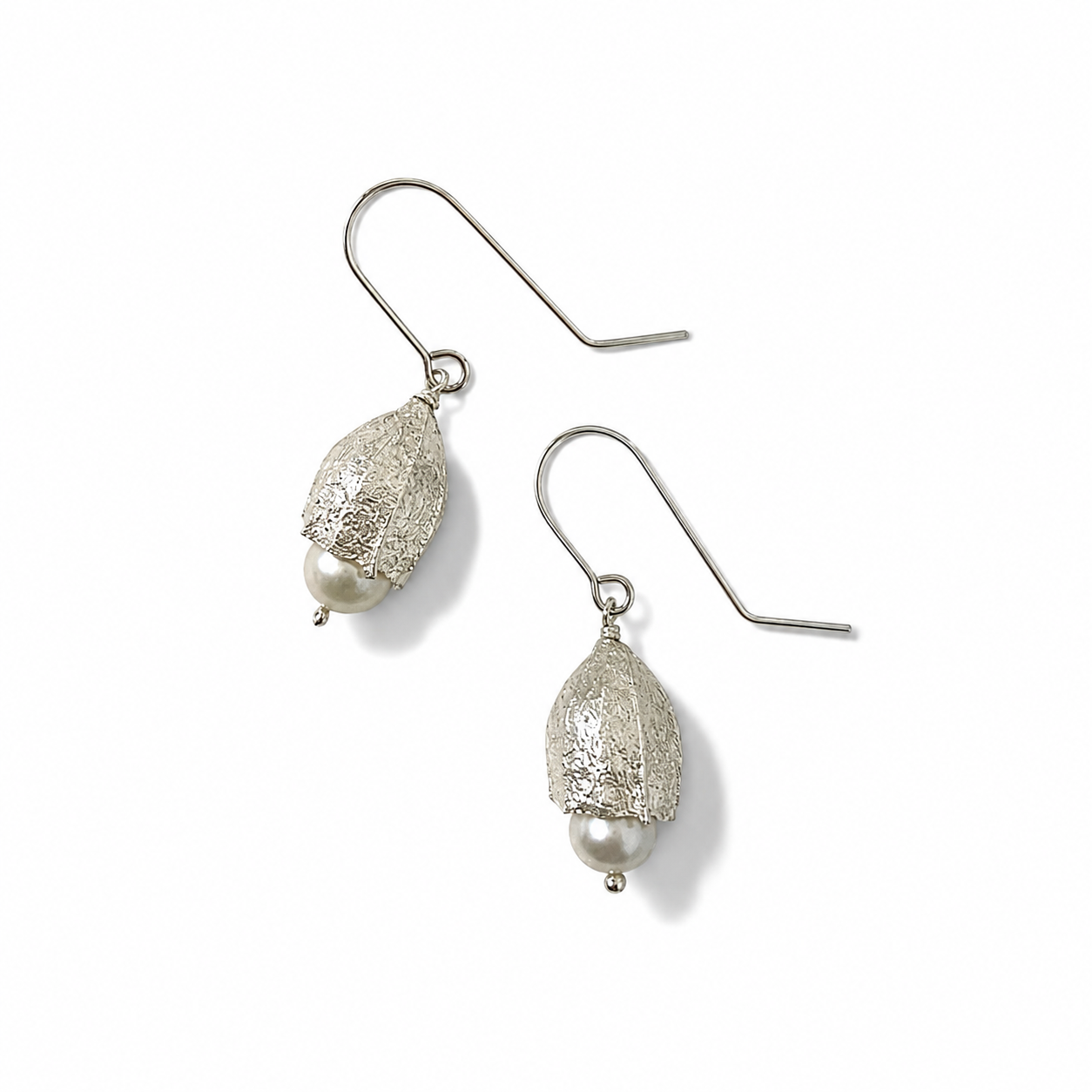 Eucalyputs FRO Earrings with white freshwater pearl