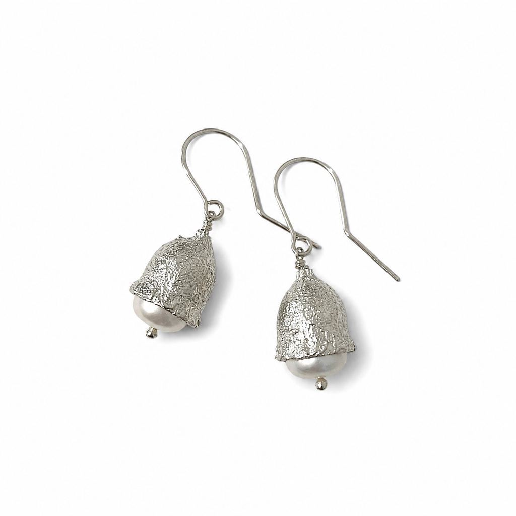 Eucalyputs LEU Earrings with White freshwater pearl