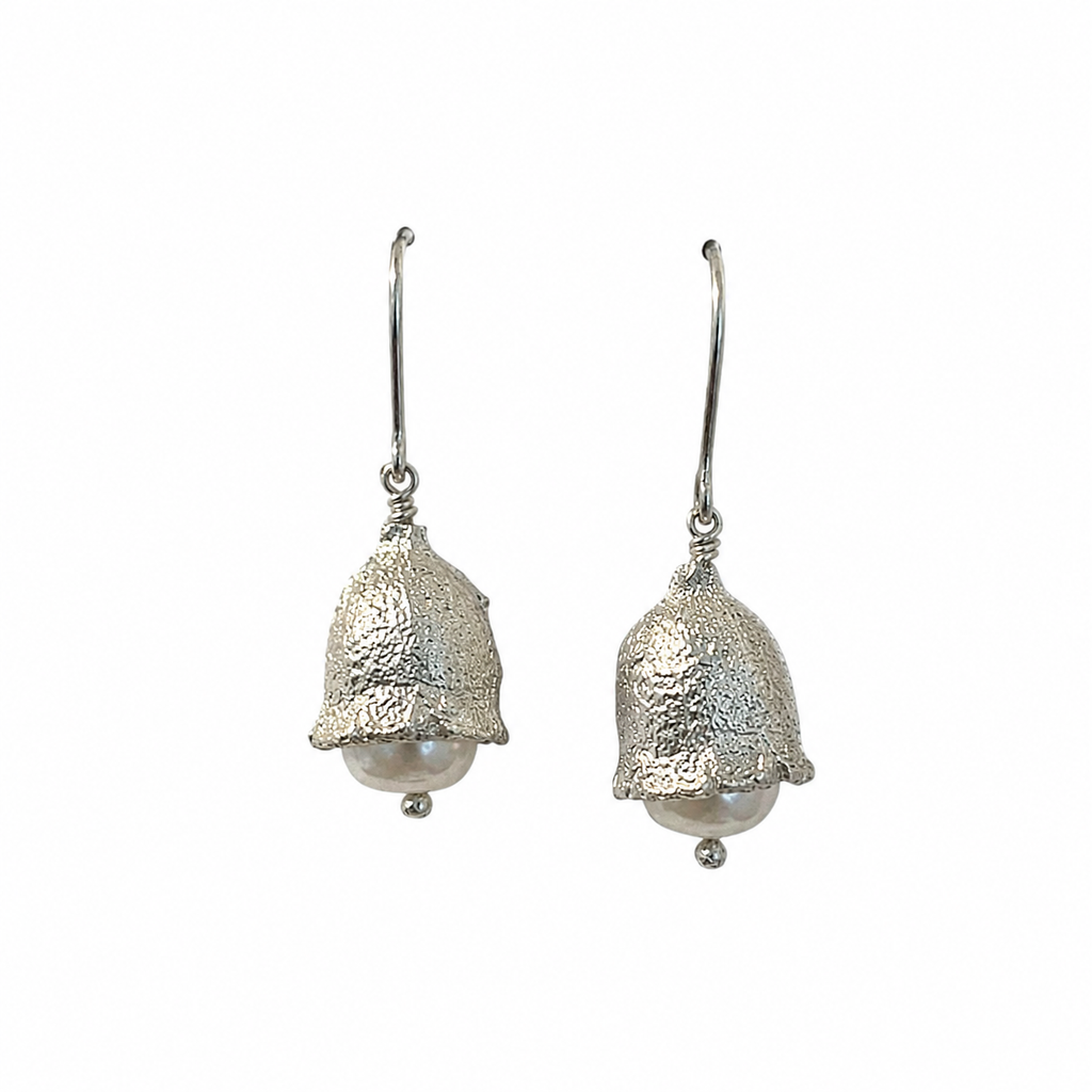 Eucalyputs LEU Earrings with White freshwater pearl