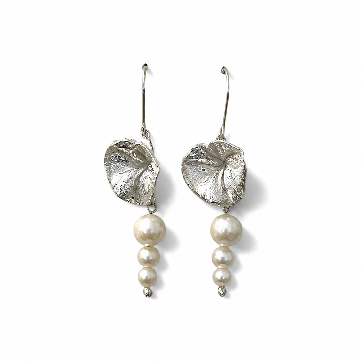 Small Wisteria Earrings with white freshwater pearl